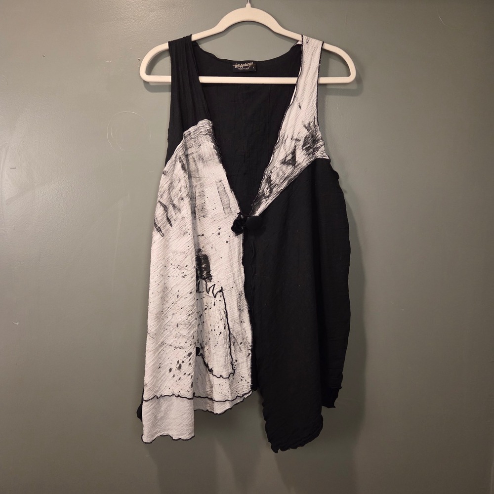 Vtg Lee Andersen Asymmetrical Vest Women's Size L Wearable Art Lagenlook Boho